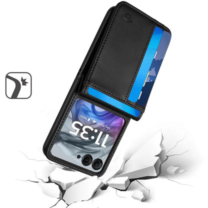 Phone Case for Motorola Razr 2026, Razr 2025, Razr 2024 Premium Pouch PU Leather Wallet with Credit Card ID Slots Storage Holder Pocket Hybrid Flip Cover Black