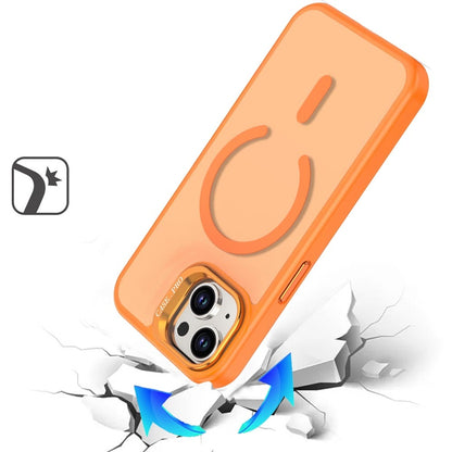 For Apple iPhone 11 MagSafe Compatible Matte Metallic Stand TPU Hybrid Drop Protection Camera Kickstand Case Cover Cosmic Orange