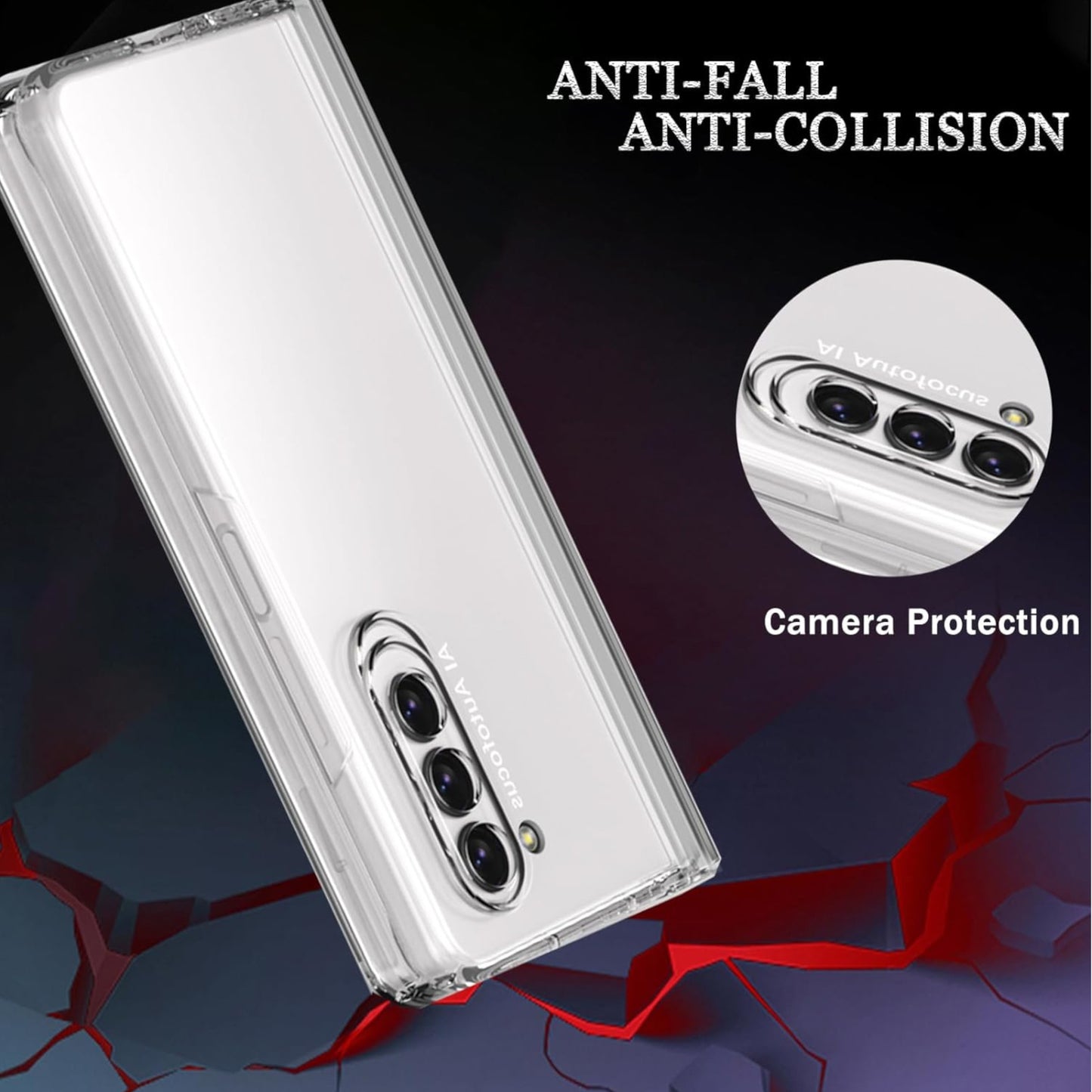 For Samsung Galaxy Z Fold 7 Case with Hinge Protection [Ultra-Thin Free Folding] Shockproof Slim Protection Transparent Case Cover Clear