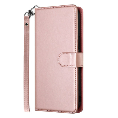 For Apple iPhone 16 Pro Max (6.9") Deattachable PU Leather Hybrid Wallet Money Credit Card Holder Support Magsafe Charger Case Cover Rose Gold