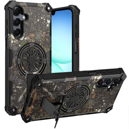 Phone Case for Samsung Galaxy A17 5G Magnetic Car Mount Friendly Hybrid Rugged Grip Shockproof Anti Slip Textured Armor Durable Protective Cover Natural Splash Paint