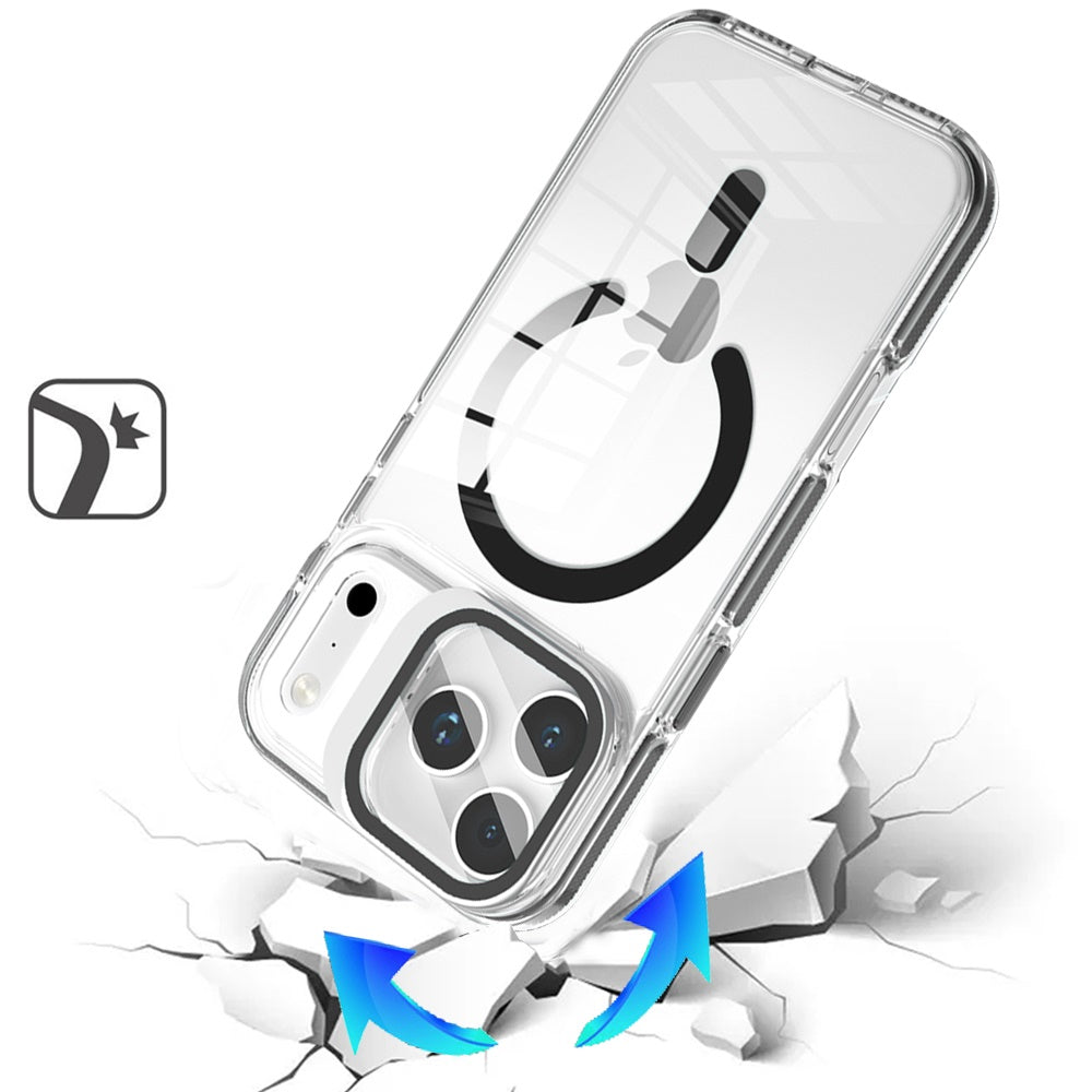 Phone Case for Apple iPhone 18 Pro Max/ 17 Pro Max Magnetic Circle Transparent Tough Hybrid Camera Stand Guard Stand Shockproof Color Edge Rugged Grip Cover Black