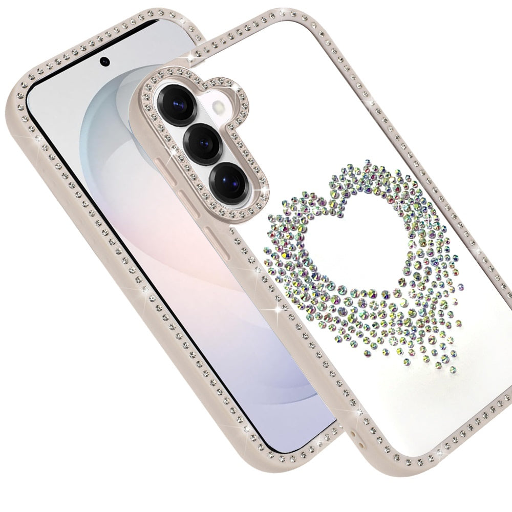 Phone Case for Samsung Galaxy S26 FE /S26 Fan Edition Angel Hearts Glitter Shimmer Diamond Edge Sparkle Hybrid Shockproof AntiSlip Grip Fashion Stylish Protective Bumper Cover