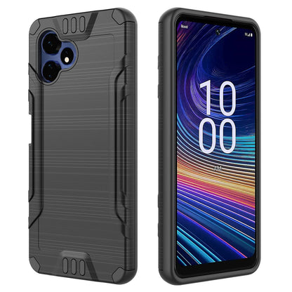 Phone Case for Boost Celero 5G Velocity Brushed Metal Look Hybrid Sleek Textured Finish Distinctive Modern Style Protective Rugged Grip Panel Design Cover