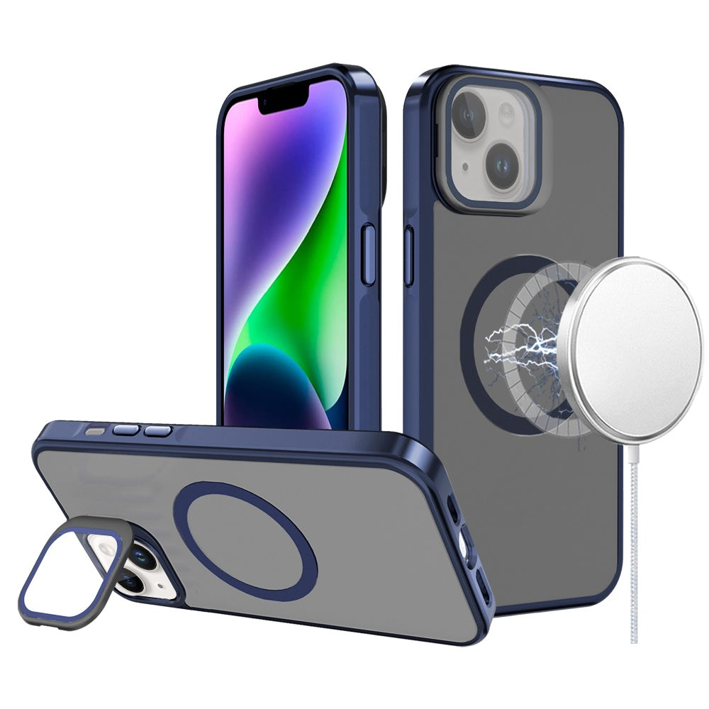 For Apple iPhone 12 /12 Pro Tough HQ Hybrid Case with Aluminum Frame Camera Stand, Compatible with MagSafe, Translucent Matte Shockproof Case Cover