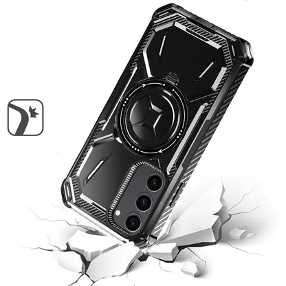 For Samsung Galaxy S22 5G Shockproof Hybrid Magnetic Ring Case - 360° Rotatable Stand with MagSafe Compatibility Case Cover Black