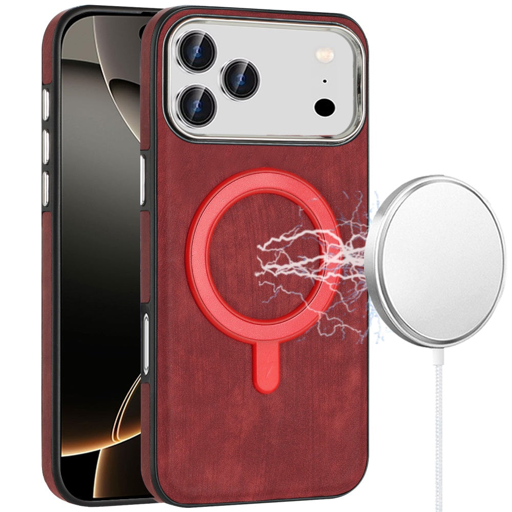 For Apple iPhone 17 Pro Max Fashion PU Vegan Leather Chrome Edge Hybrid, MagSafe Compatible, Durable TPU Hard PC Case Cover