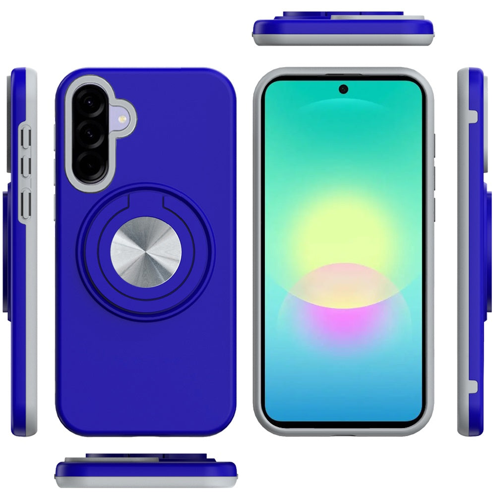 Phone Case for Samsung Galaxy A27 Shockproof Magnetic Ring Stand Rotating CarMount Hybrid Metal Matte Finish AntiSlip Grip Kickstand Cover