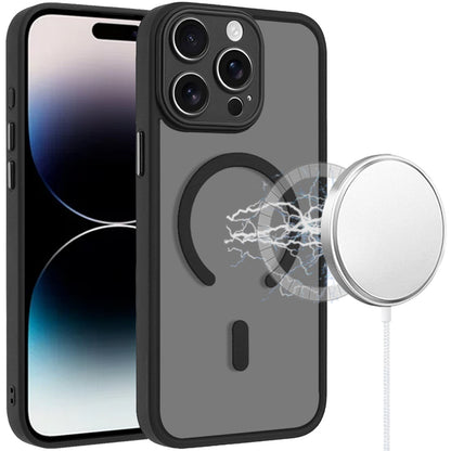 Phone Case for Apple iPhone 14 Pro Matte Frosted Magnetic Back Hybrid Hard PC Soft TPU Camera Protection Slim Shock Absorbing Anti Fingerprint Cover