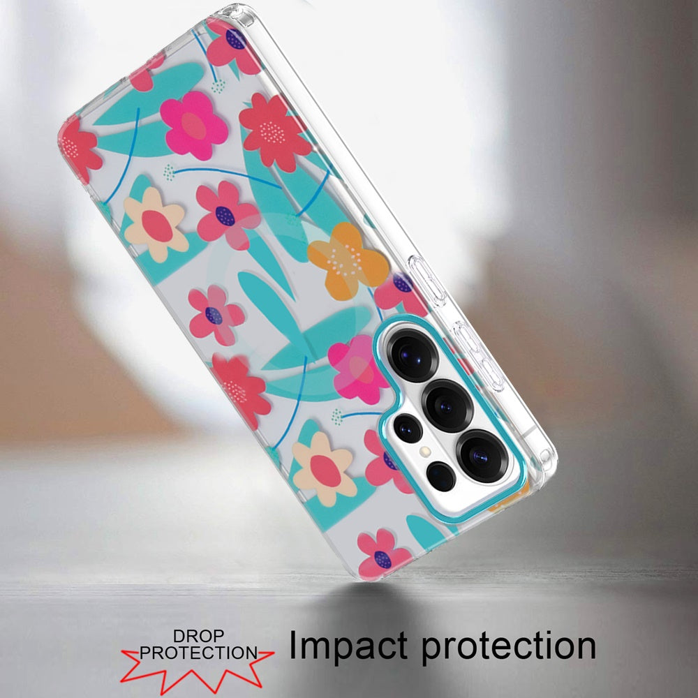 Phone Case for Samsung Galaxy S26 Ultra Shockproof Dual Layer TPU IMD Print Rugged Anti-Slip Grip Drop Protection Scratch Resistant Slim Fit Glossy Floral Heart Aesthetic Cover
