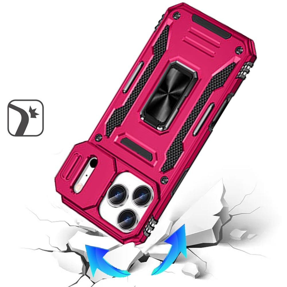 Phone Case for Apple iPhone 18 Pro Tough Metal Ring Shockproof Sliding Camera Window Hybrid Armor Rugged Anti Slip Heavy Duty Grip Cover