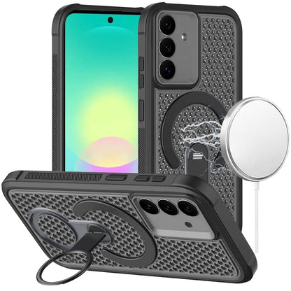 Phone Case for Samsung Galaxy A27 Magnetic Honeycomb Hybrid Rugged Armor Ring Kickstand Dual Layer Shock Absorbing Hard PC Soft TPU Cover