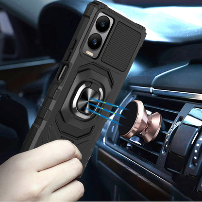 For Samsung Galaxy A16 5G Hybrid Dual Layer with 360° Rotate Magnetic Ring Stand Holder Kickstand TPU Rugged PC Shockproof Case Cover Silver