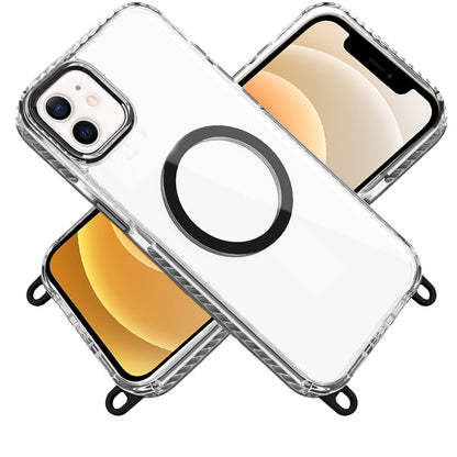 For Apple iPhone 13 Pro Max Clear Magnetic Frame PC Back Shockproof Protective Case with Detachable Lanyard Strap, Compatible with MagSafe Case Cover
