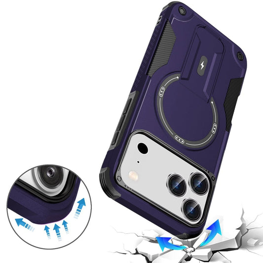 Phone Case for Apple iPhone 17 Pro (6.3") Magnetic Kickstand Rugged Shockproof Armor Grip Anti Slip Heavy Duty Protective Matte Stand Hybrid Cover Purple