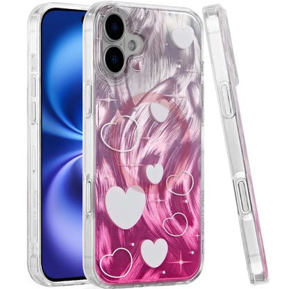 For Apple iPhone 17 AIR Stylish Pattern Fashion IMD Printed Design TPU Double Layer Slim Shockproof with Magnetic Back Case Cover Gradient Pink Heart