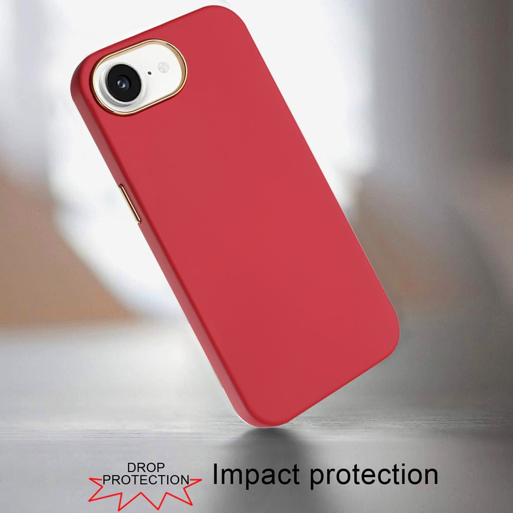 For Apple iPhone 17E /16E Slim Classic Hybrid Around Rubber Gummy Gel Slick Hard PC Silicone TPU Chromed Button Case Cover
