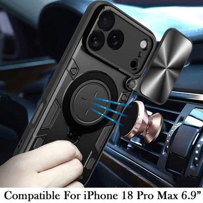 Phone Case for Apple iPhone 18 Pro Max Magnetic Ring Stand Shockproof Hybrid Full Camera Slide Guard Anti Slip Heavy Duty Protective Armor Cover