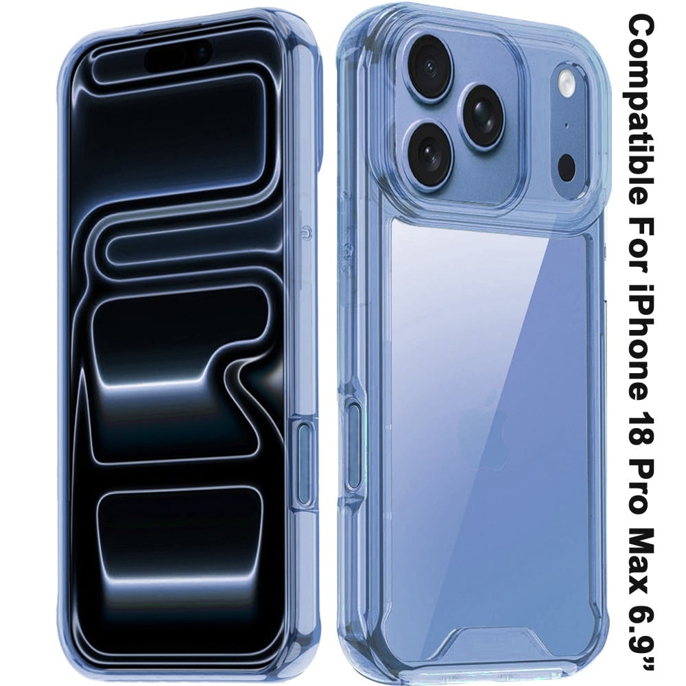 Phone Case for Apple iPhone 18 Pro Max Shockproof Transparent Hard PC TPU Hybrid Durable Frame Gummy Protective Slim Grip Lightweight Cover
