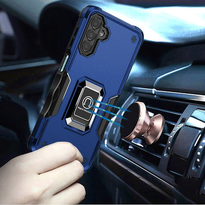 For Samsung Galaxy A13 4G Hybrid Stand Magnetic Ring Holder Kickstand Heavy Duty Rugged Drop Silicone & Hard PC Shockproof Case Cover Black
