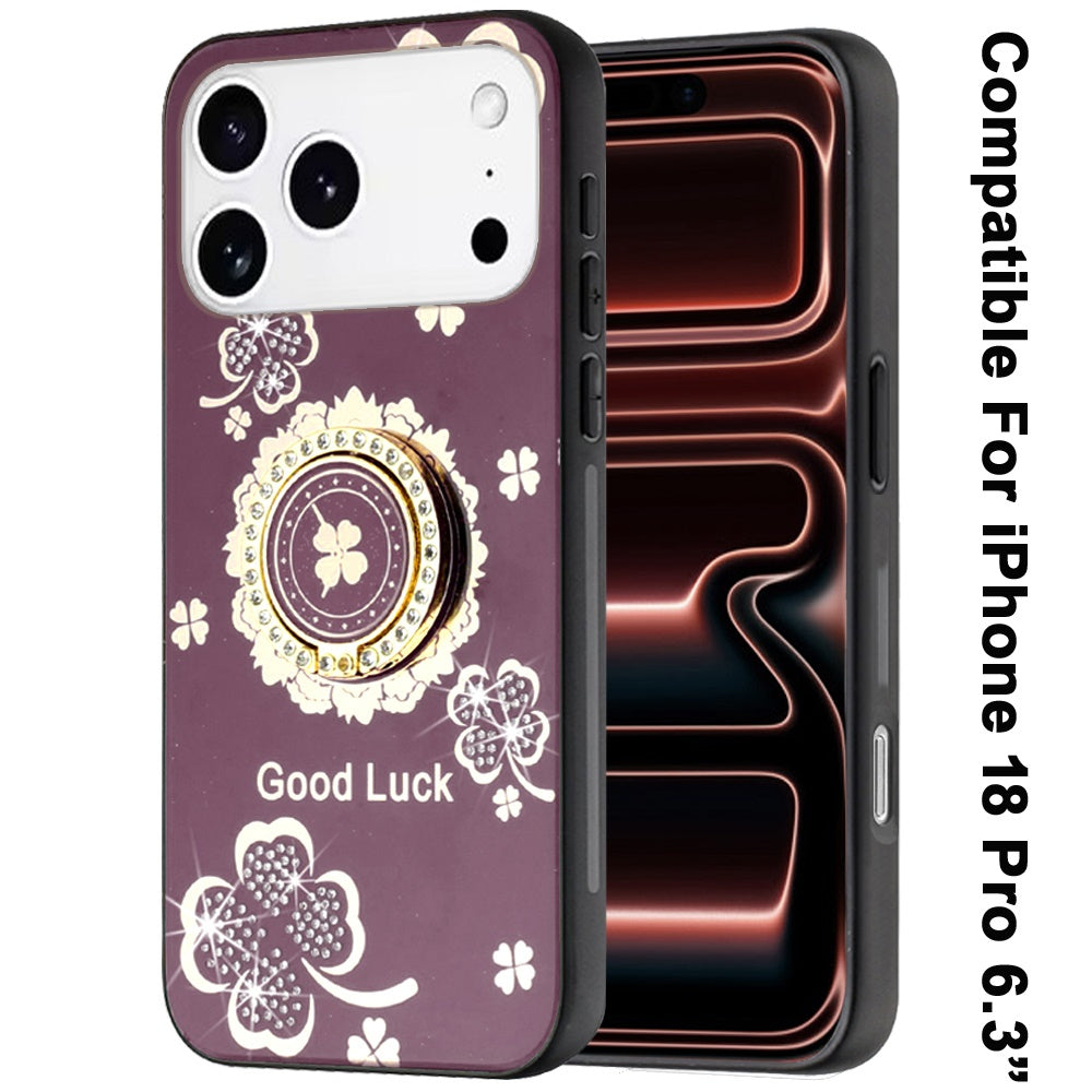Phone Case for Apple iPhone 18 Pro Diamond 3D Fashion Floral Glitter Engraved Luxury Bling Hybrid Shockproof Chrome Edge Protective Grip Cover
