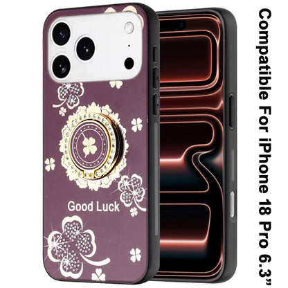 Phone Case for Apple iPhone 18 Pro Diamond 3D Fashion Floral Glitter Engraved Luxury Bling Hybrid Shockproof Chrome Edge Protective Grip Cover