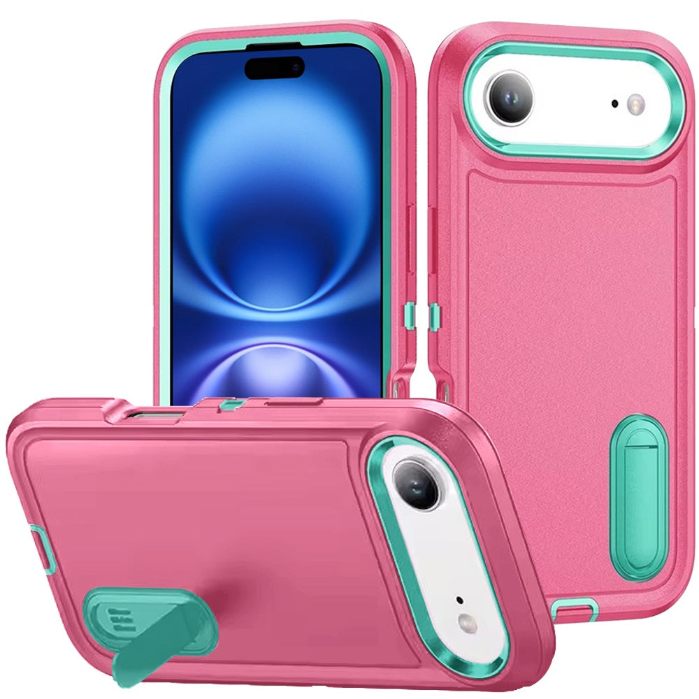 For Apple iPhone 17 AIR Hybrid 3 Layers Hard 3in1 Shockproof with Kickstand Heavy Duty Hard TPU Rubber Anti-Drop Case Cover