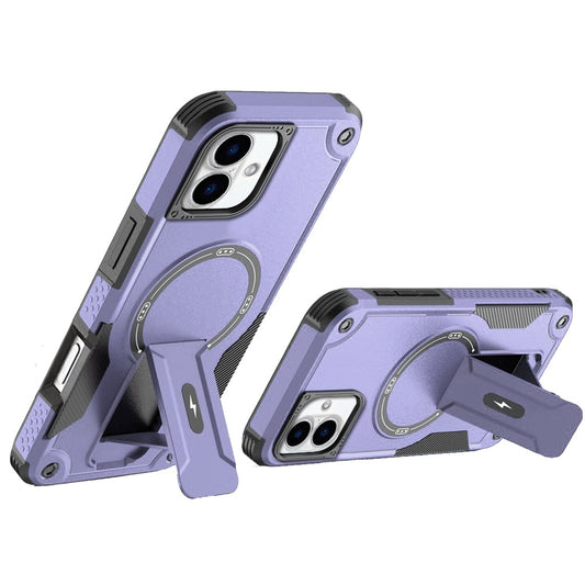 Phone Case for Apple iPhone 17 (6.3") Magnetic Kickstand Rugged Shockproof Armor Grip Anti Slip Heavy Duty Protective Matte Stand Hybrid Cover Purple