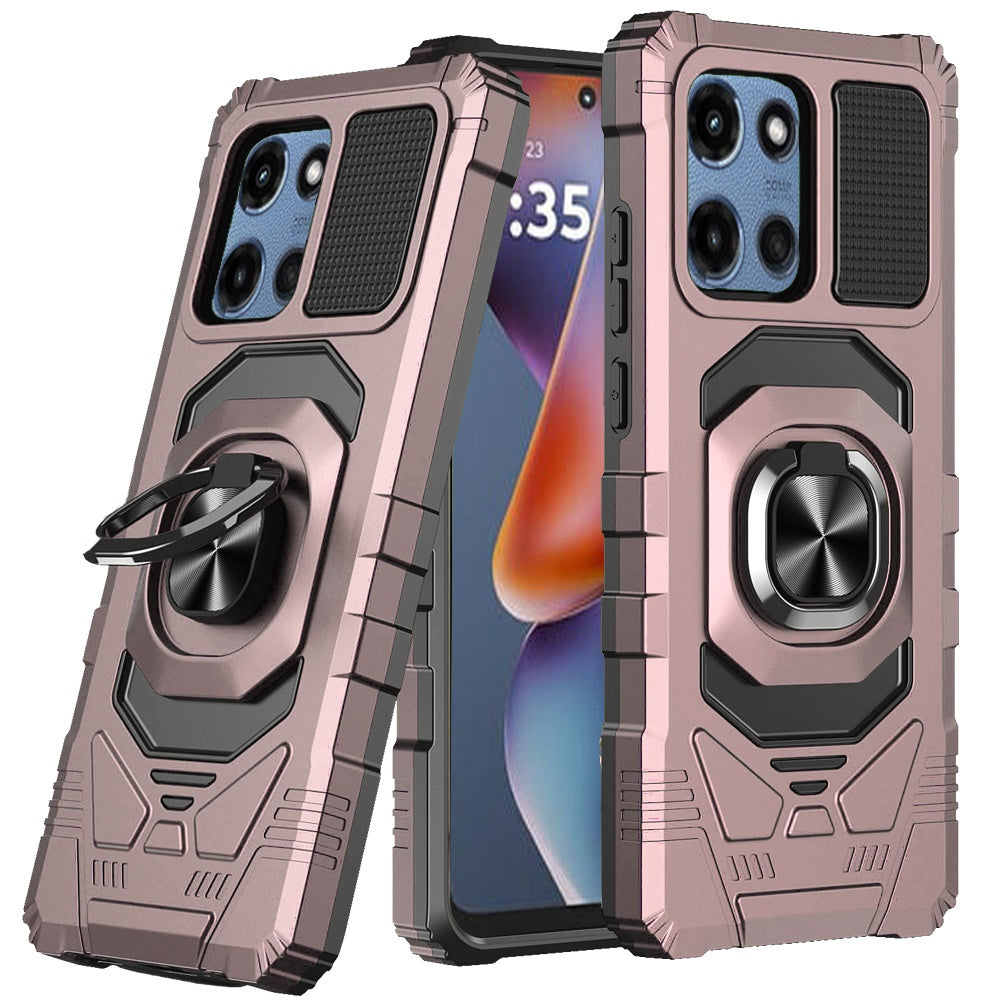 For Motorola Moto G Power 5G (2025) Hybrid Dual Layer with 360° Rotate Magnetic Ring Stand Holder Kickstand TPU Rugged PC Shockproof Case Cover