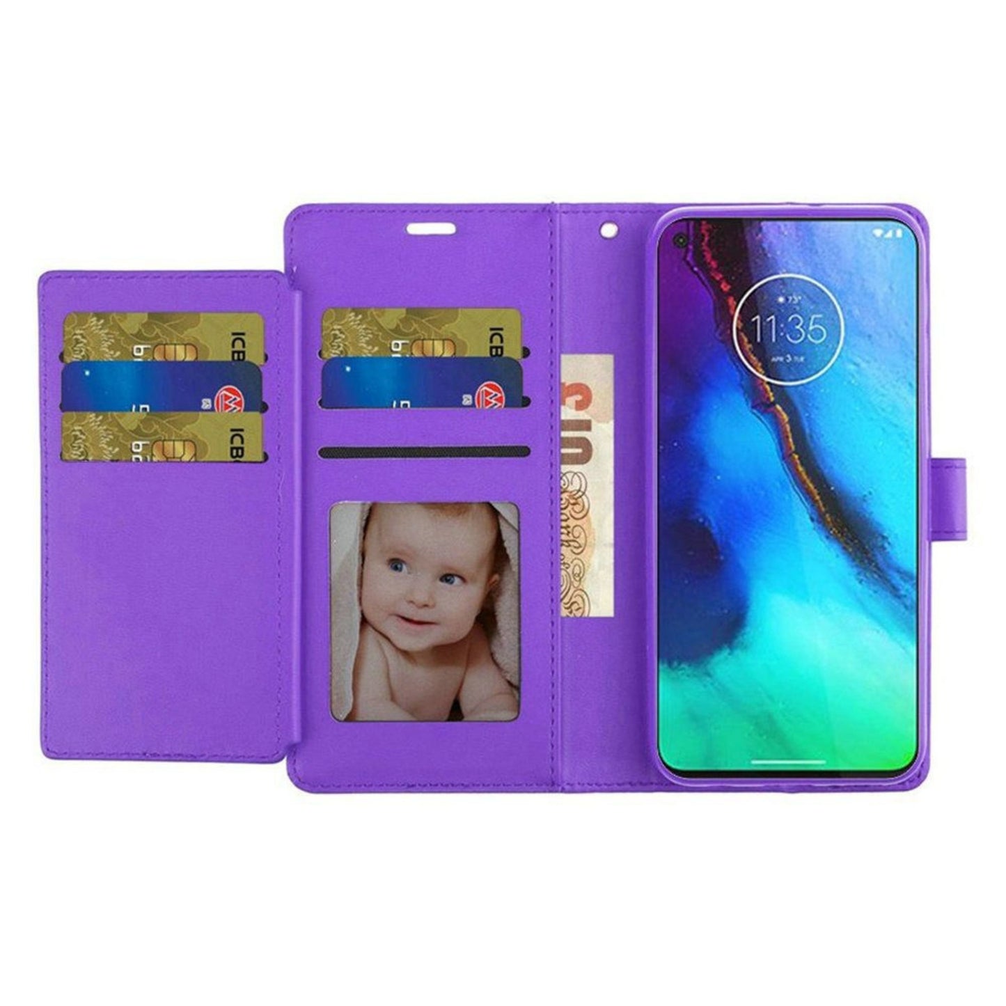 Phone Case for Apple iPhone 15 Wallet Credit Card Holder Leather Grip Shockproof Hybrid Protective Style Durable Flip Pouch Cover Dark Purple