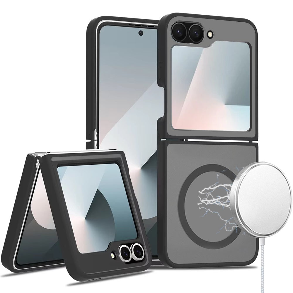 For Samsung Galaxy Z Flip 7 FE / Z Flip 6 MagSafe Compatible Case Hybrid Soft TPU Bumper Hard Translucent Matte Back Slim Shockproof Case Cover