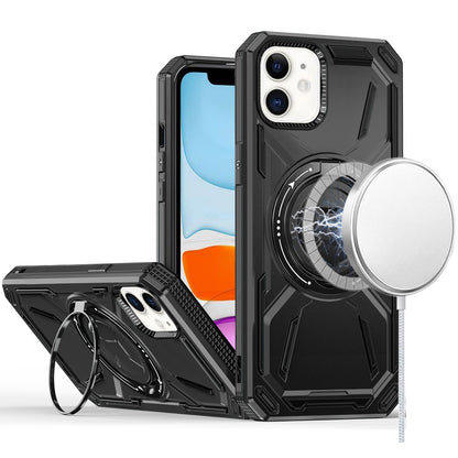 For Apple iPhone 15 Pro Hybrid Magnetic Ring and 360° Rotational Kickstand with MagSafe Compatible, Military Grade Drop Protection Case Cover Black
