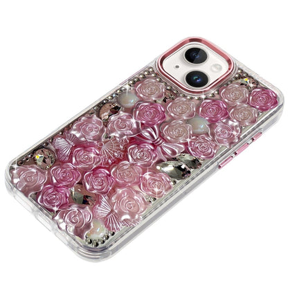 Phone Case for iPhone 15 Plus (6.7") 3D Flower Bling Rhinestone Glitter Cute Stylish Shockproof Protective Decorative Luxury Grip Stones Ornaments Cover