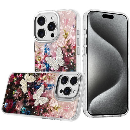 For Motorola Moto G Stylus 5G 2025 Epoxy Glitter Flowers Bling 3D Butterfly Fashion TPU Hybrid with Shockproof Protection Case Cover