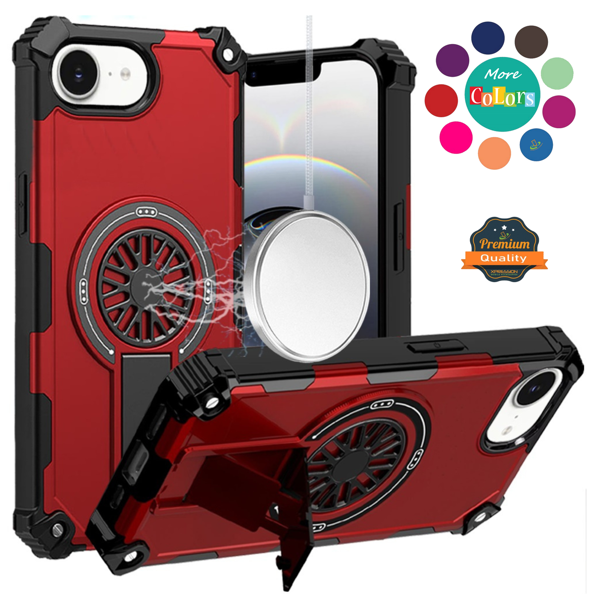For Samsung Galaxy A57 Texture Design Invisible Kickstand Case, MagSafe Compatible Hybrid Shockproof Cover, Car Mount Friendly Case Cover