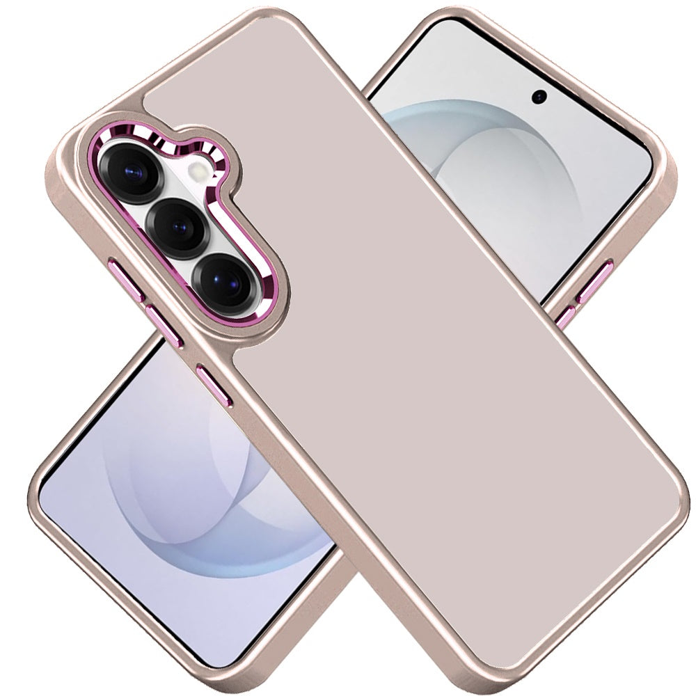 Phone Case for Samsung Galaxy S26 FE /Fan Edition Polished Acrylic Hybrid TPU Slim Shockproof Metal Button Thick Durable Grip Camera Protection Anti-Scratch Cover