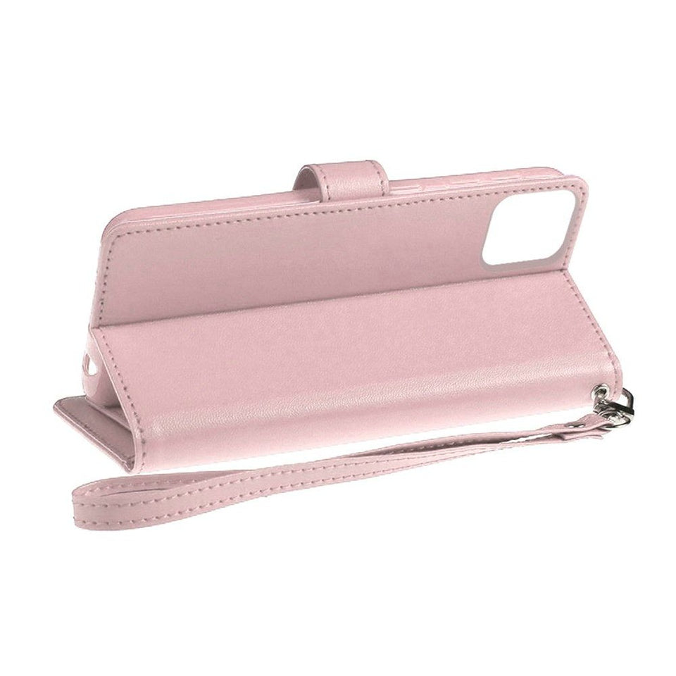 For Samsung Galaxy S26 Wallet Cases PU Leather with Credit Card /ID /Cash Holder Slot Dual Flip Book Pouch, Stand and Strap Case Cover Rose Gold