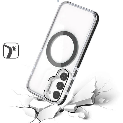 For Samsung Galaxy S21+ Plus Hybrid Clear Invisible Camera Bracket Stand [With Magsafe Magnetic Circle] Shockproof Color Frame Case Cover Black