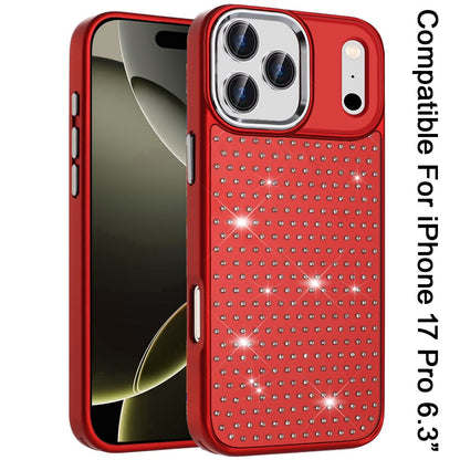 Phone Case Cover for Apple iPhone 18 Pro /17 Pro Bling Diamond Metallic, Full Sparkle Chrome Edged Hybrid Protective Shockproof Cover