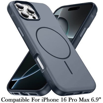 Phone Case for Apple iPhone 16 Pro Max Super Magnetic Matte Hybrid Shockproof Thick Protective Durable Grip Anti Scratch Premium Edge Slim Fit Cover Navy Blue