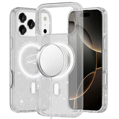 For Apple iPhone 17 Pro Max MagSafe Compatible Glitter Sparkle Bling Hybrid Case with Magnetic Circle, Slim TPU & Hard PC Frame Case Cover Clear