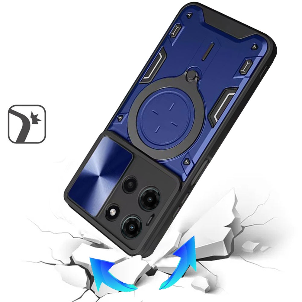 Phone Case for Motorola Moto G Stylus 5G 2025 Magnetic Ring Stand Shockproof Hybrid Full Camera Slide Guard Anti Slip Heavy Duty Protective Armor Cover