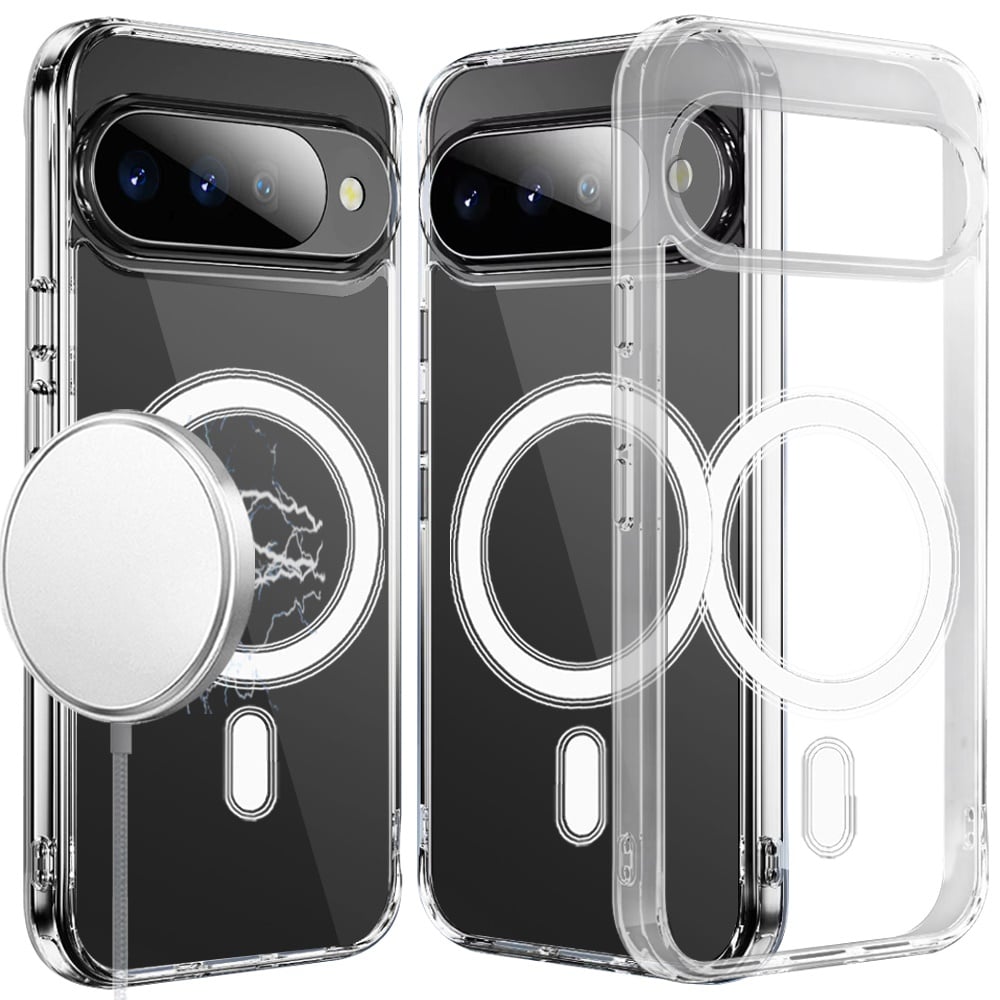 Phone Case for Google Pixel 11 Pro XL Thick Clear Hybrid Magnetic Circle Shock Absorbing Reinforced Corners TPU Heavy Duty Transparent Frame Bumper Cover Clear