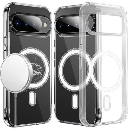 Phone Case for Google Pixel 11 Pro XL Thick Clear Hybrid Magnetic Circle Shock Absorbing Reinforced Corners TPU Heavy Duty Transparent Frame Bumper Cover Clear
