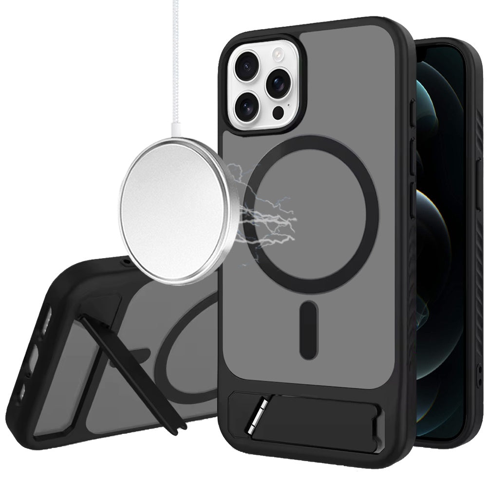 Phone Case for iPhone 12 Pro Max Matte Magnetic Metal Kickstand Shockproof Grip Anti Slip Durable Protective Heavy Duty Hybrid Cover