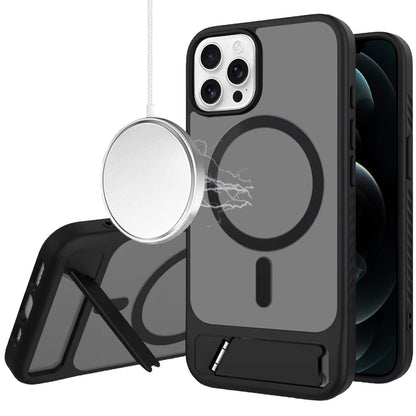 Phone Case for iPhone 12 Pro Max Matte Magnetic Metal Kickstand Shockproof Grip Anti Slip Durable Protective Heavy Duty Hybrid Cover
