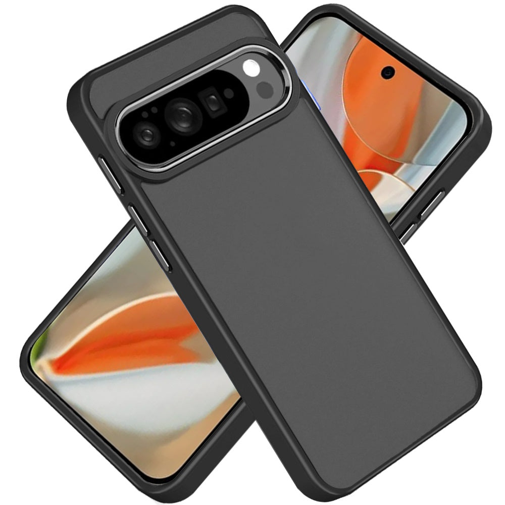 For Google Pixel 10 /Pixel 10 Pro Slim Fit Hybrid Transparent Thick Acrylic with Metal Buttons Frame Protective Hard PC + TPU Shockproof Case Cover