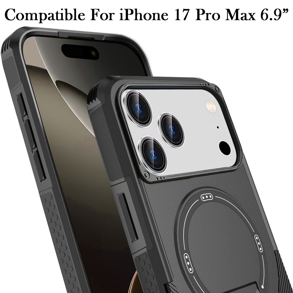 For Apple iPhone 17 Pro Max (6.9") Magnetic Invisible Kickstand Holder with Magsafe, Slim Fit Shockproof Hybrid Military Grade Heavy Duty Case Cover