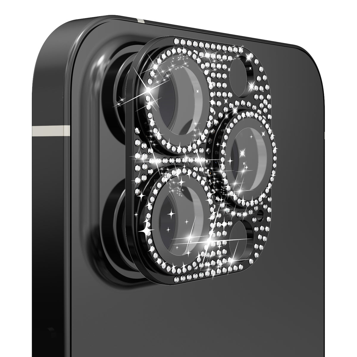 For Apple iPhone 16 Pro Max (6.9") Camera Lens Full Tempered Glass With Diamond Bling Glitter Rhinestone Lens Protective Case Cover