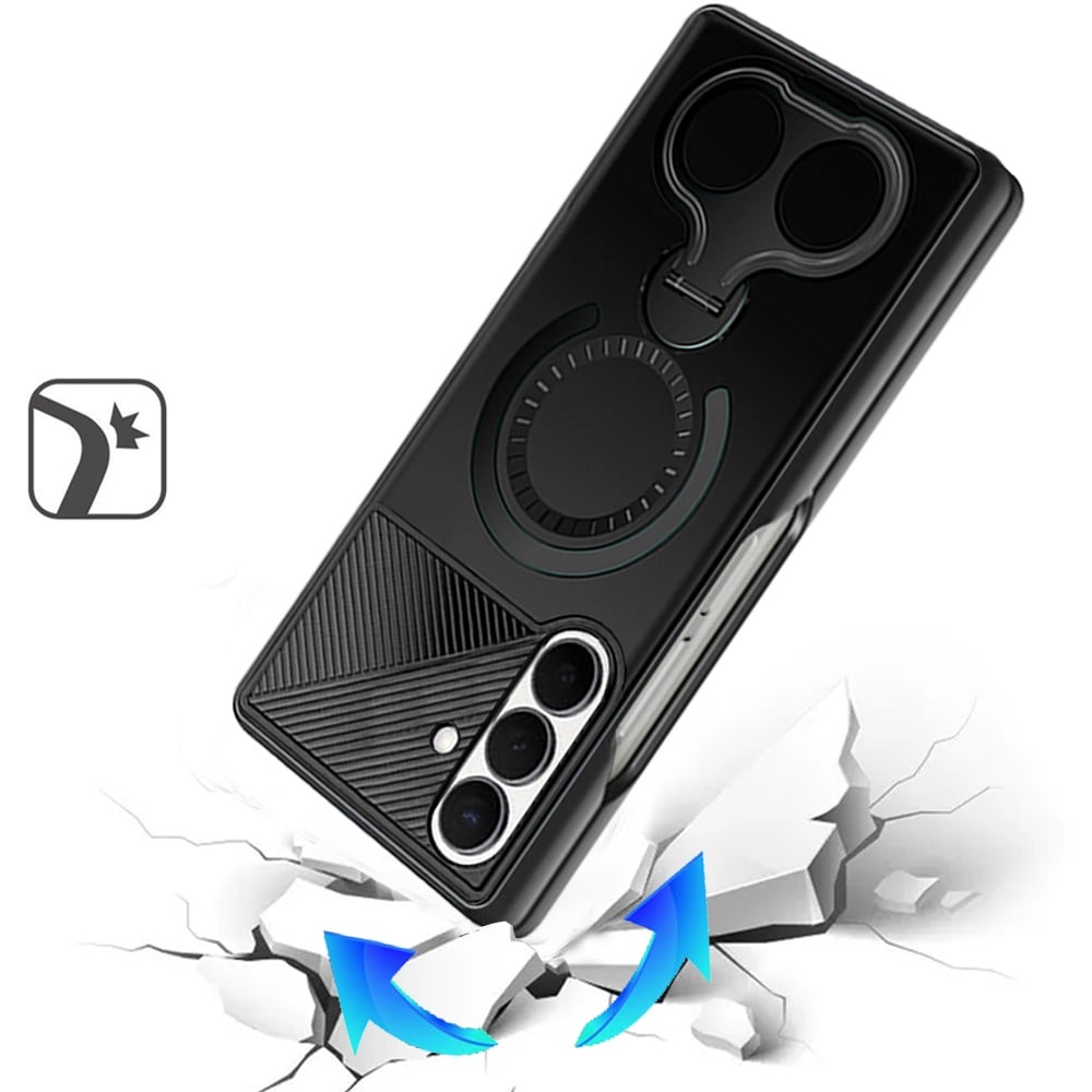 Phone Case for Samsung Galaxy Z Fold 8 Ultra Magnetic 2 Ring Stand Car Mount Friendly Shockproof Rugged Grip Armor Dual Ring Kickstand Heavy Duty Hybrid Cover